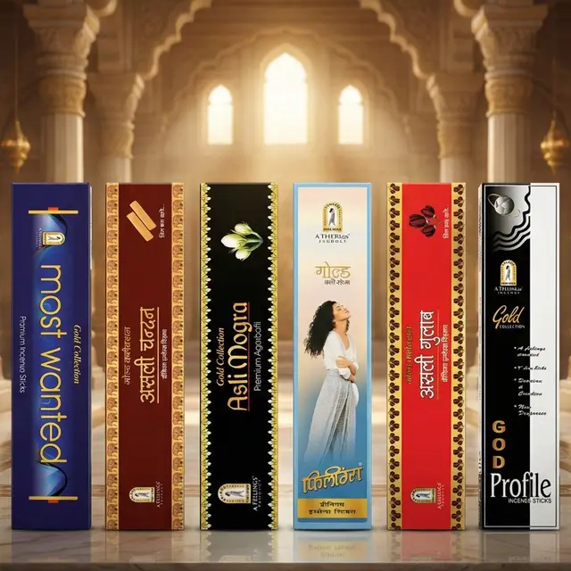 Classic Gold Mix --> Asli Chandan, Asli Gulab, Asli Mogra, Divine, Feelings 3X1, Feelings, Flora, God Profile, Most Wanted, Pineapple, Pinkcity, Rajat