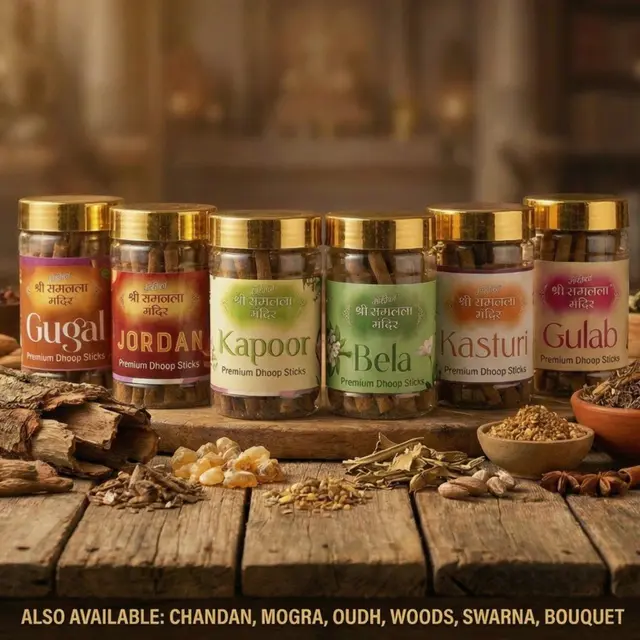 Ramlala --> Gulab, Mogra, Gugal, Chandan, Lavender, Kasturi, Bela, Oudh, Woods, Jordan, Bouquet, Swarna